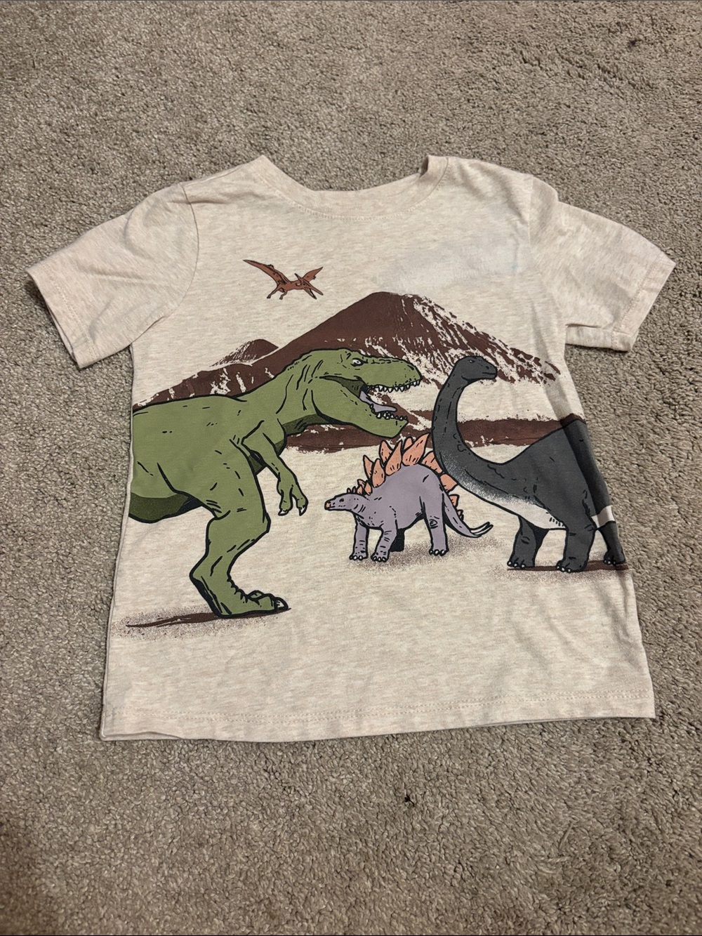 Garanimals Cream Tee with Green, Purple & Gray Dinosaurs